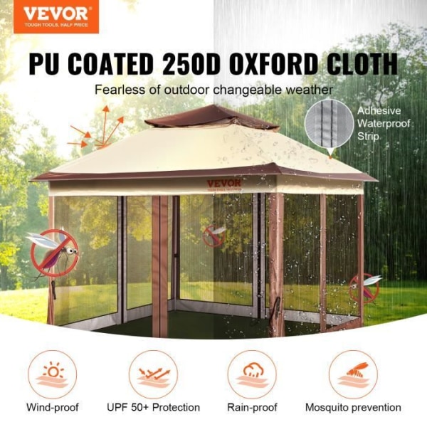 Garden Gazebo - VEVOR - Garden Gazebo Pop-up Gazebo 334x334 cm för 8-10 personer Mesh Net