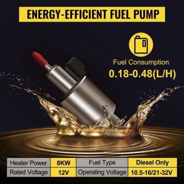 Dieselvärmare - VEVOR - Luftvärmare 8KW 12V - Låg energiförbrukning - LCD-fjärrkontroll Röd