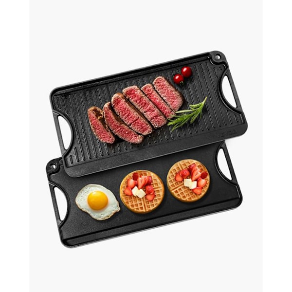 Vändbar Stekpanna i Gjutjärn-VEVOR-Grillplatta-492x218 mm-med Handtag