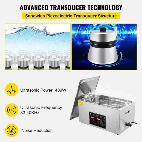 22L ultraljudsrengöring - VEVOR - Digital ultraljudsbricka med timeruppvärmning