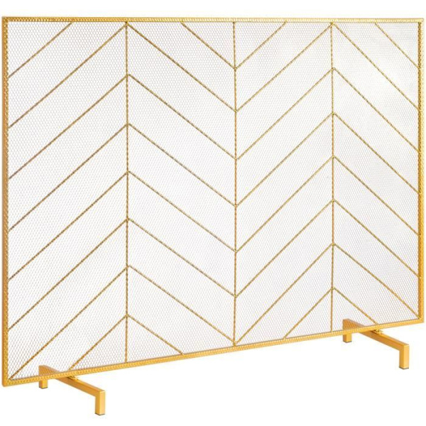 Öppen spis Brandskärm - VEVOR - Brandskärm Öppen spis Grill Skydd Järn 1 Panel 98x75,8 cm Modern Guld