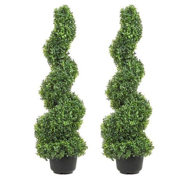 Buxbom konstgjord topiary - VEVOR - konstgjord spiral topiary 2 dekorativa växter 91cm 10 utbytbara blad