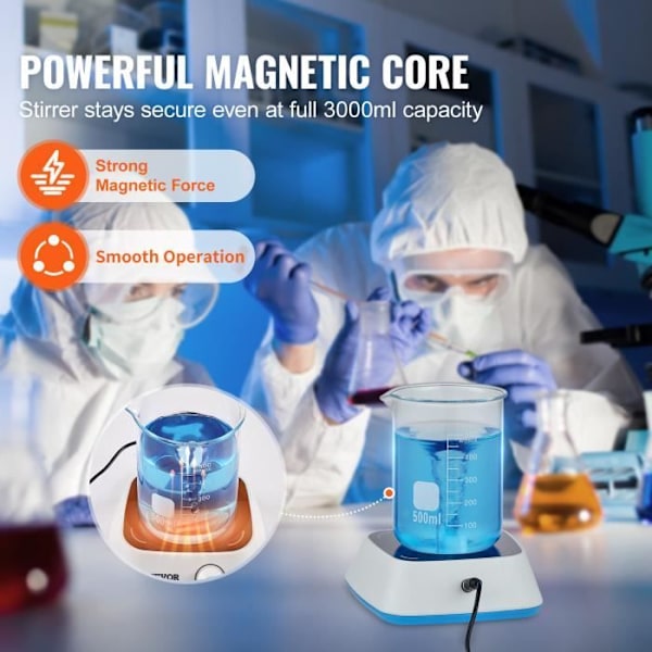 Magnetisk omrörare 0-2000 rpm 3000 mL-VEVOR-med omrörningsstång för forskningsstudie Experiment Skollab