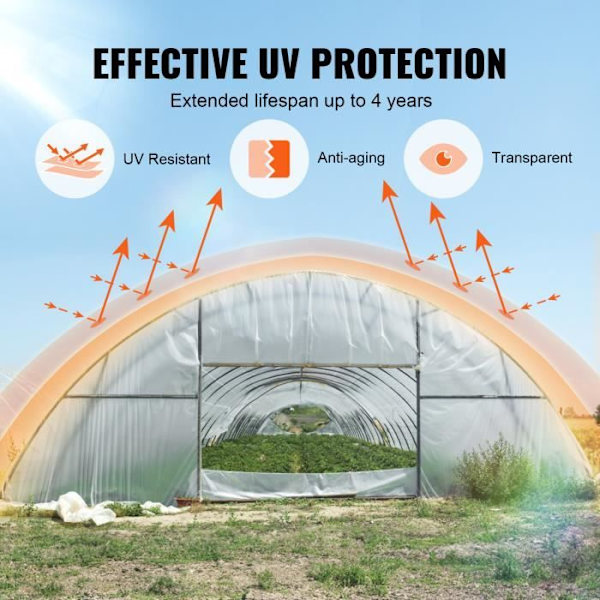 Kåpa för växthus - VEVOR - Transparent plastöverdrag för växthus 3x12 m Polyetenfilm 6 mils, för trädgårdsskötsel, jordbruk