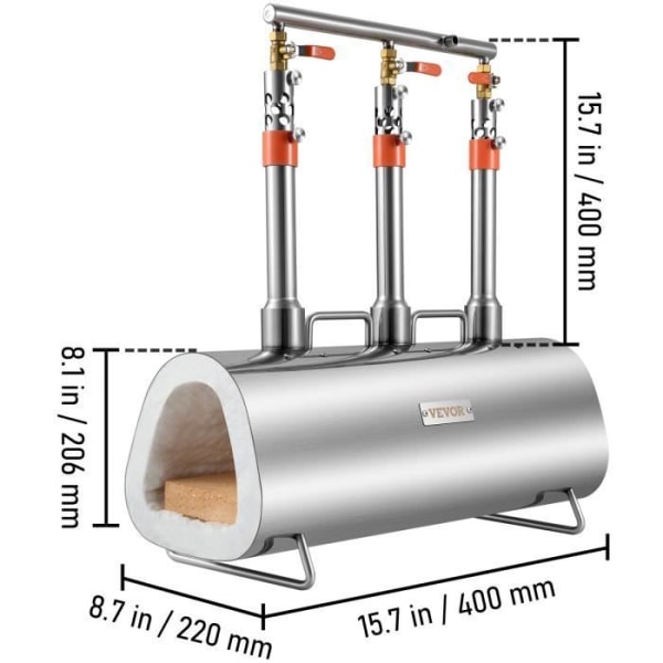 Oval smältugn - VEVOR - Propan Gas Smide Smältugn med 3 brännare Smeder Skärare