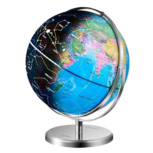 Upplyst jordklot med stativ-VEVOR-228,6 mm-rotation-LED-Heavy Metal Base-Learning Geografi i klassen