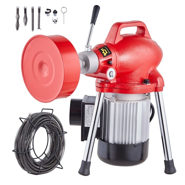 Maskin för röravloppsrensning Sektionell-VEVOR-66FT x 5/8 Tum-Eläventil för avlopp 250W-för rör med en diameter på 1,6" till 4'