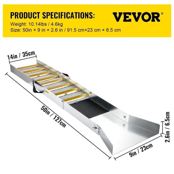 Guldpanoreringsramp -VEVOR- Vikbar guldpanoreringsramp 127 cm för guldprospektör, flod, bäck, guldpanorering, prospektering, muddring