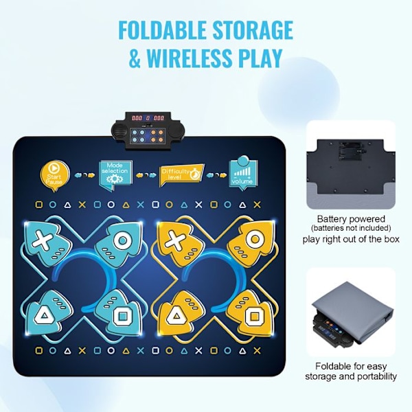 Dansmatta för barn från 3 år och uppåt - VEVOR - Elektronisk musikdanslekmatta - Justerbar volym, inbyggd musik