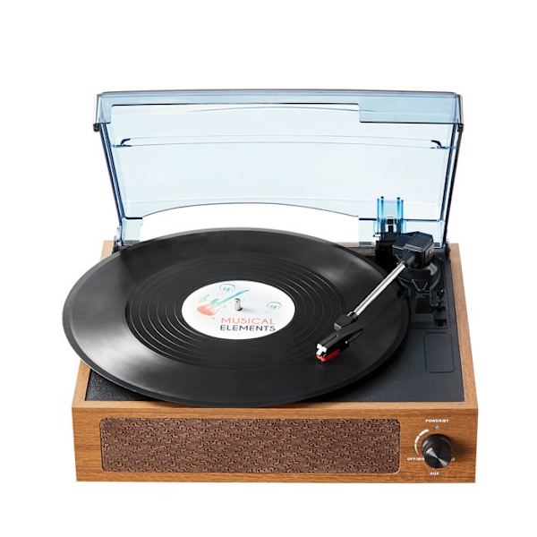 Fonograf-VEVOR-3 Speeds Player-integrerade stereohögtalare 3 W-33/45/78 rpm-Bluetooth Aux RCA-Vinylskivor 18/25/30 cm