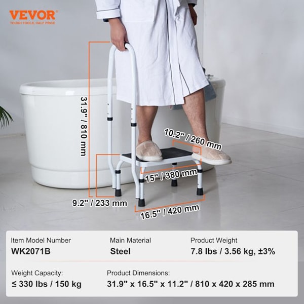 Fällbar stegpall-VEVOR-Kapacitet 150 kg-för småbarn, vuxna, kontor, husbilar, badrum, hem