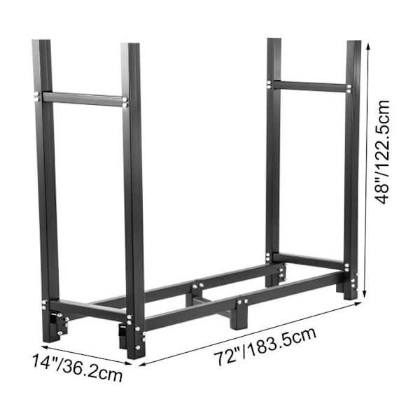 Vedställ - VEVOR - Vedställ med lock 183 cm - Svart