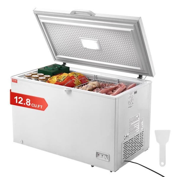 Frys - VEVOR - 345 L - 4 löstagbara korgar - Öppen övre dörr med låslock - 7 nivåer temperatur