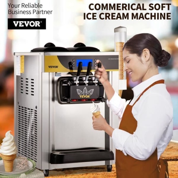 Soft Ice Cream Machine -VEVOR - 22-30L-h 6L Italian Hopper Ice Cream Maker - 3 smaker