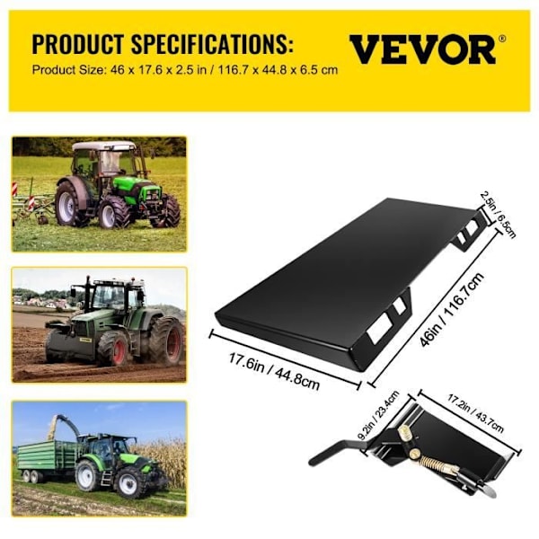 Tillbehör för minilastare-VEVOR-3-8" 18,5" höjd tillbehör-Skopor, plogar och gafflar