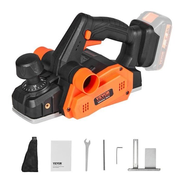 Sladdlös elektrisk hyvel - VEVOR - Klippbredd 82,55 mm, skärdjup 2 mm, 16500 rpm, Med HSS-klinga