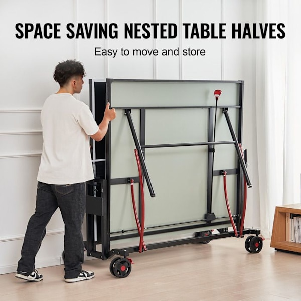 Ping Pong Bord-VEVOR-All Weather Bärbart Aluminium Vikbart Bordtennisbord med Quick Release Net