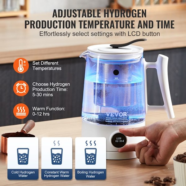 Grande Hydrogenated Water Generator-VEVOR-Rening Hydrogenated Water Device-för att tillaga kaffe eller te, hem, kontor