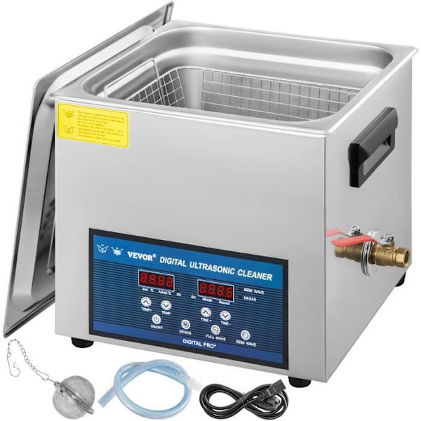 Professionell ultraljudsrengörare 10L - VEVOR - Dual Frequency 28-40KHZ Rostfritt stål
