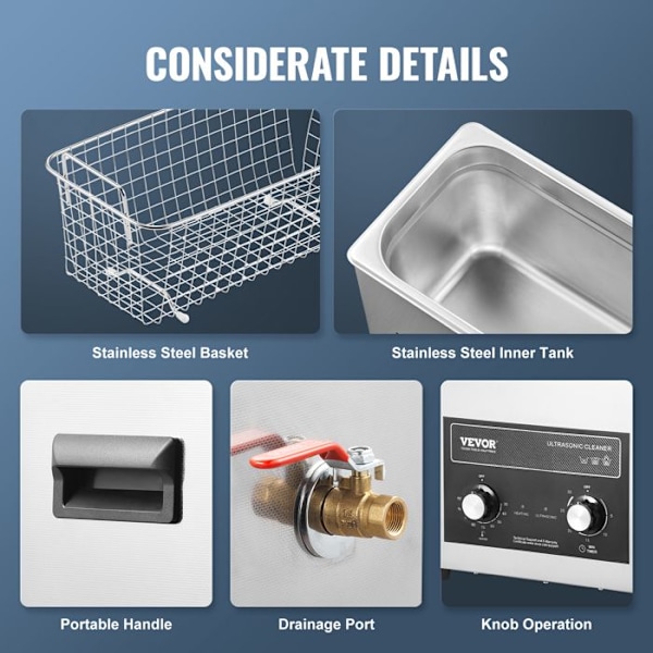 Ultraljudsrengöring-VEVOR-180 W Ultraljudsbricka-uppvärmning och korg-för bildelar, smycken, glasögon, labb