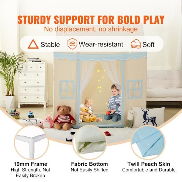 Barntält - VEVOR - Lektältstuga för 1-5 år för småbarn Lampmatta för pojkar och flickor,beige
