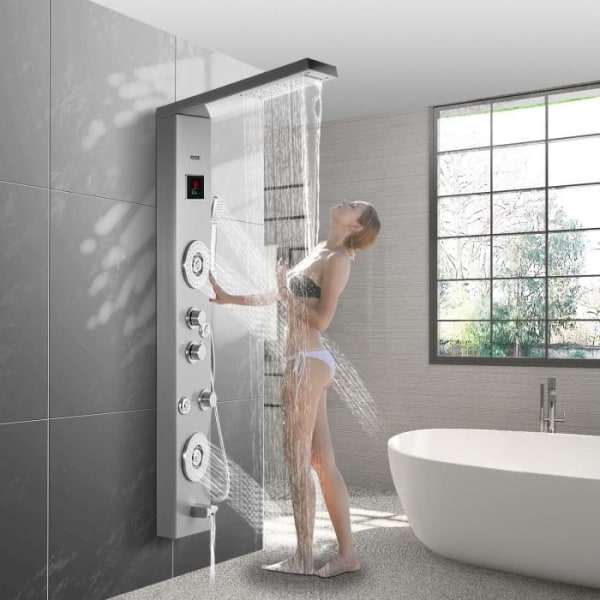 Silver duschpelare - VEVOR - LED duschpanel med handdusch och 6 hydromassagestrålar