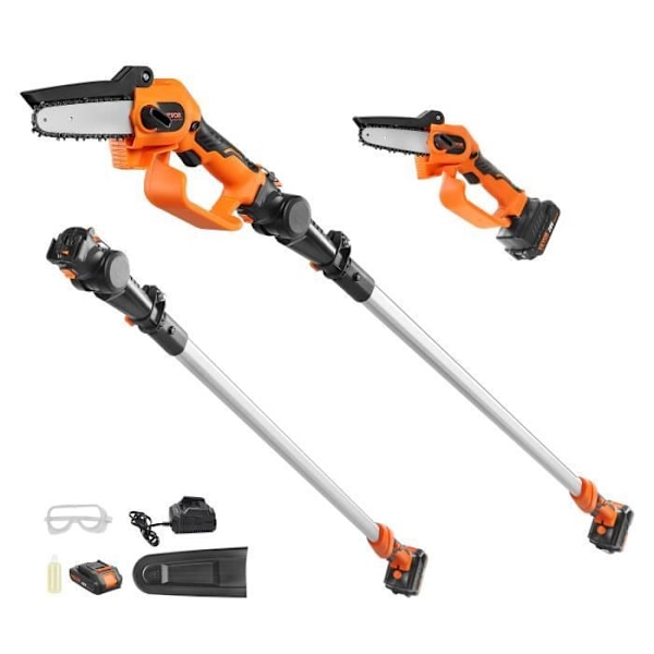 Elektrisk stavbeskärare - VEVOR - Sladdlös stavbeskärare Motorsågsbatteri 20V 2Ah 13cm Lång 2,43m
