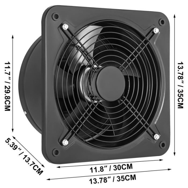 Fläkt - VEVOR - 300 mm - 150 W - 2850 m³-h - Industriell kommersiell luftfläkt - Väggmonterad fläkt