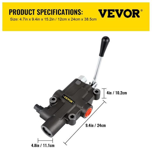 Hydraulisk kontrollventil-VEVOR- 121GPM4300-Hydraulisk spoleventil 40 L-min 4500 PSI-dubbelverkande cylindrar-traktorer