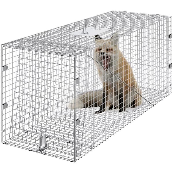 Levande djurfälla - VEVOR - 1067x406x457mm hopfällbar kattfällabur Grymhetsfri galvaniserad järntråd - för bältdjur, herrelösa katter