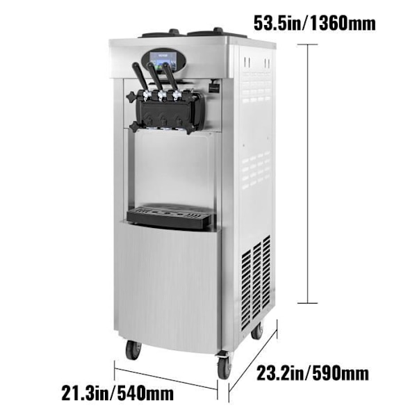 Glassmaskin - VEVOR - Modell YKF-8228H - 20-28 L/h - 2 Hoppers - 2200 W Silver