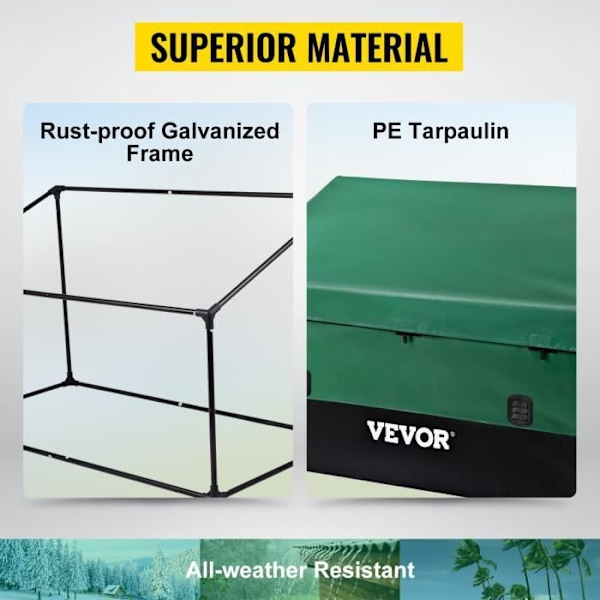 VEVOR Vattentät Utomhusförvaringslåda 660L Vattentät PE Presenning 155x63x75cm