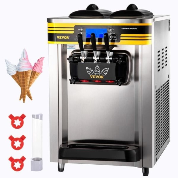 Soft Ice Cream Maker -VEVOR - 22-30L-h 2350W 6L Italian Hopper Ice Cream Maker - 3 smaker