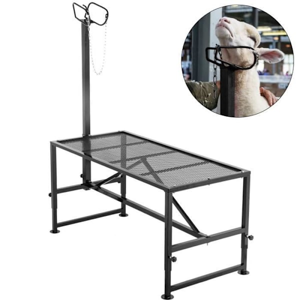 Boskapsklippningsställ-VEVOR-130x59 cm-Rakt huvudstycke-Stadig metallram-Get-Får-Svart
