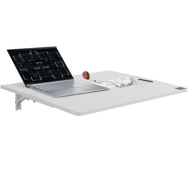 Väggmonterat hopfällbart bord-VEVOR-800 mm x 600 mm-Flytande skrivbord-för små utrymmen, hemmakontor, matsal-Vit
