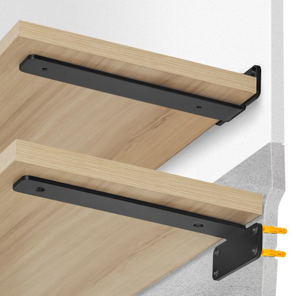 Hyllfäste-VEVOR-160 x 100 x 45 mm-6 stycken-Belastning 72,6 kg-för 5 mm tjocka mattsvarta L-formade hyllor