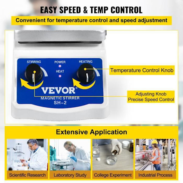 Magnetisk värmeplattaomrörare - VEVOR - 1000 mL - 200°C - 0-2000 rpm som bilden