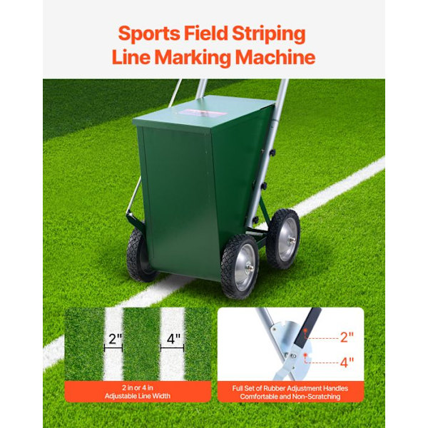 Maskin för Linjemarkering-VEVOR-4 Hjul-Torr Linjekrita för Baseboll och Softboll-Kapacitet 22,7 kg-Grön