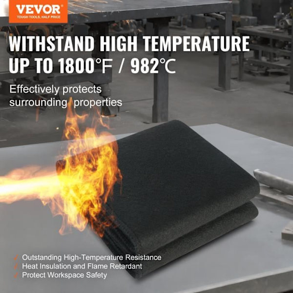 VEVOR flamskyddande svetsfilt, 310x700 mm kolfiberbrandfilt - för skydd mot gnistor, stänk