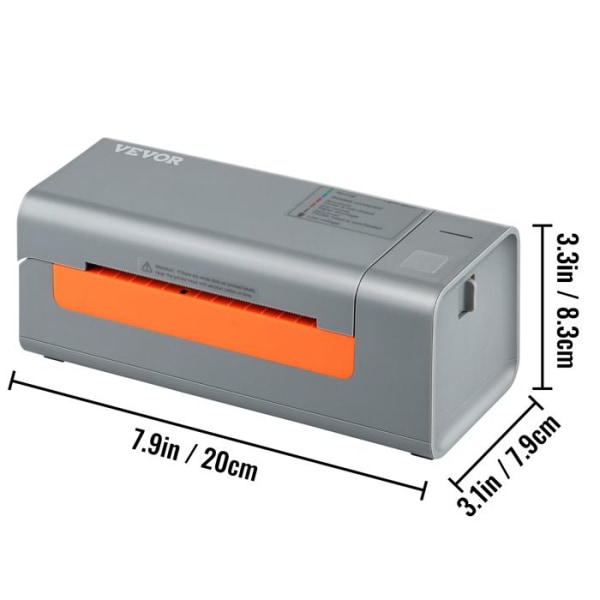 Termisk etikettskrivare - VEVOR - 4x6 High Speed USB streckkodsskrivare 150 mm/s 203 dpi för paketfrakt - Grå