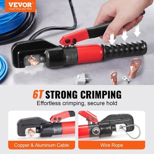 Crimptång - VEVOR - Hydrauliskt pressverktyg Batteriterminal Crimper AWG12-2-0