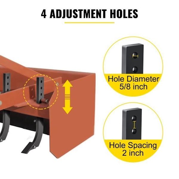 Box Blade Plog Stång - VEVOR - 464 x 209 mm - 5 Styck 4 Hål Stång - Byte, Grävning, Plöjning