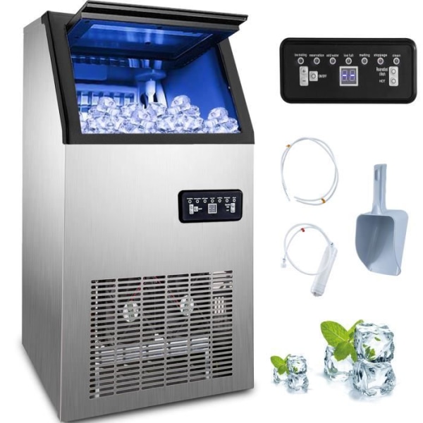 VEVOR Commercial Ice Maker 50 kg 24h Silver Ice Maker Professional