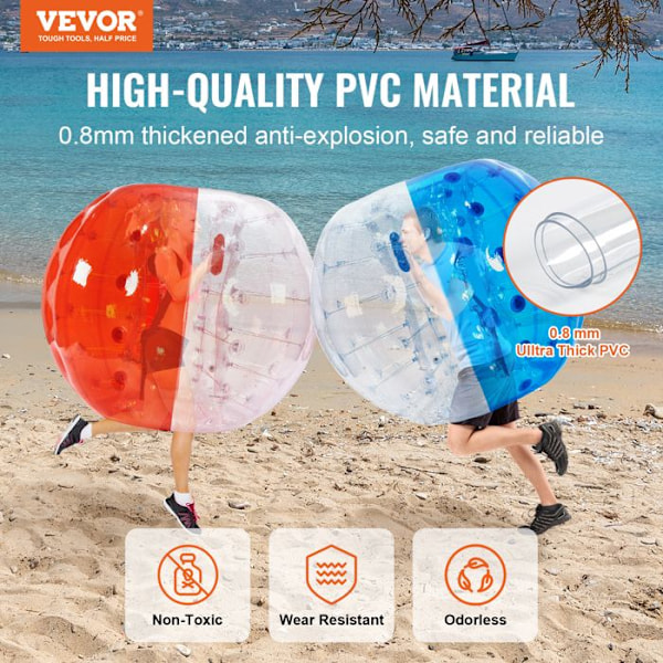 Bubblande Boll - VEVOR - 1,5 m 2PCs - Blå och Röd - PVC Bubbel Krockboll - för Utomhus Lagsporter Lejonkrockbollar
