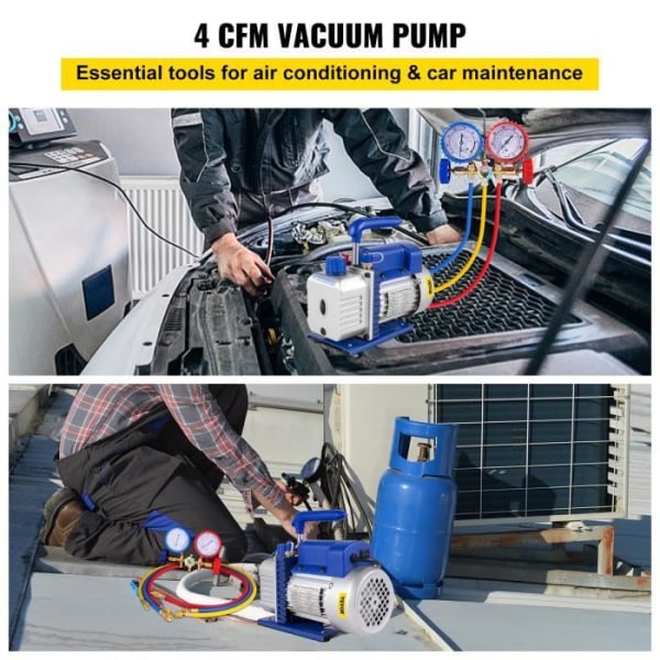 4 CFM vakuumpump - VEVOR - Enstegs kylluftkonditionering - 1/3 HP - 1720 rpm
