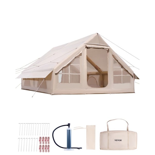 Tält i Uppblåsbart Material - VEVOR - 4 x 3 x 2 m - Glampingtält för 5 till 8 Personer Oxford 300D - med Handpump