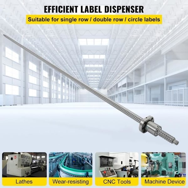 Valsad kulmutter - VEVOR - 152x10x10 cm Linear Motion Anti-Backlash Kulskruv RM1605-1000mm BF12-BK12