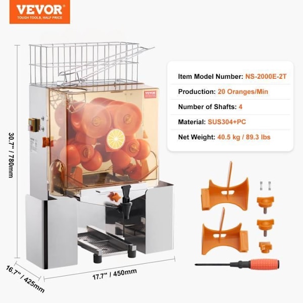 Kommersiell elektrisk Citrus Juicer-VEVOR-120W Juice Extractor Automatisk matning-för apelsiner Restauranger Kaféer Fruktaffärer