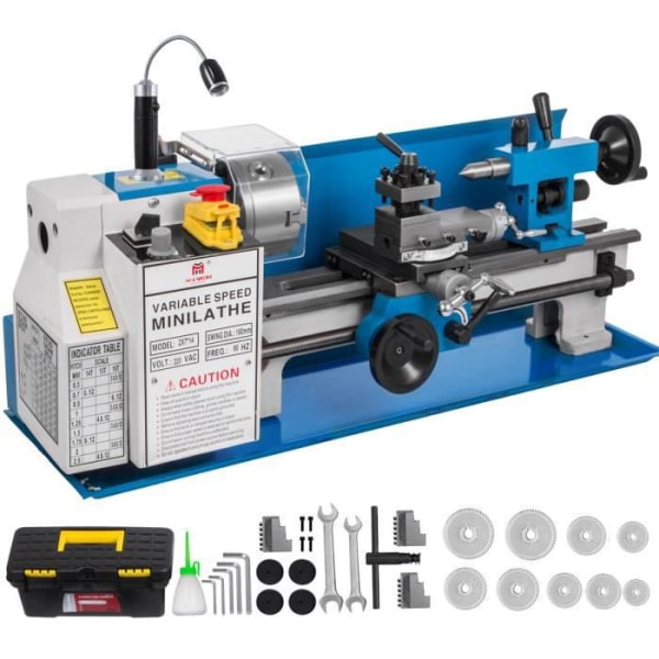 Metallsvarv - VEVOR - 180X350mm - 550W - Variabel hastighet - 3-käkchuck - MT3/MT2-kon