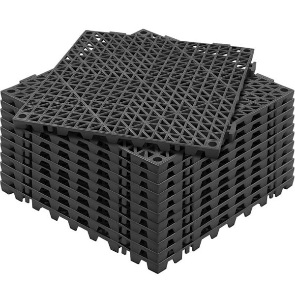Set med 12 trädgårdsplattor swimmingpool-VEVOR-30x30x1,5cm-snabbdränering golv utomhus inomhus-spa badrum